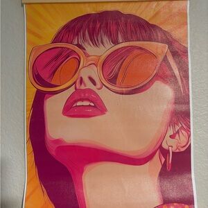 Modern Pop Art Woman Canvas Print in Pink and Orange